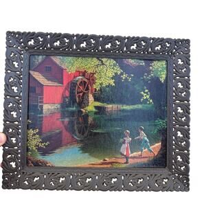 Vintage Paul Detlefsen Old Mill Stream Litho Lithograph Print Art Framed 10x12